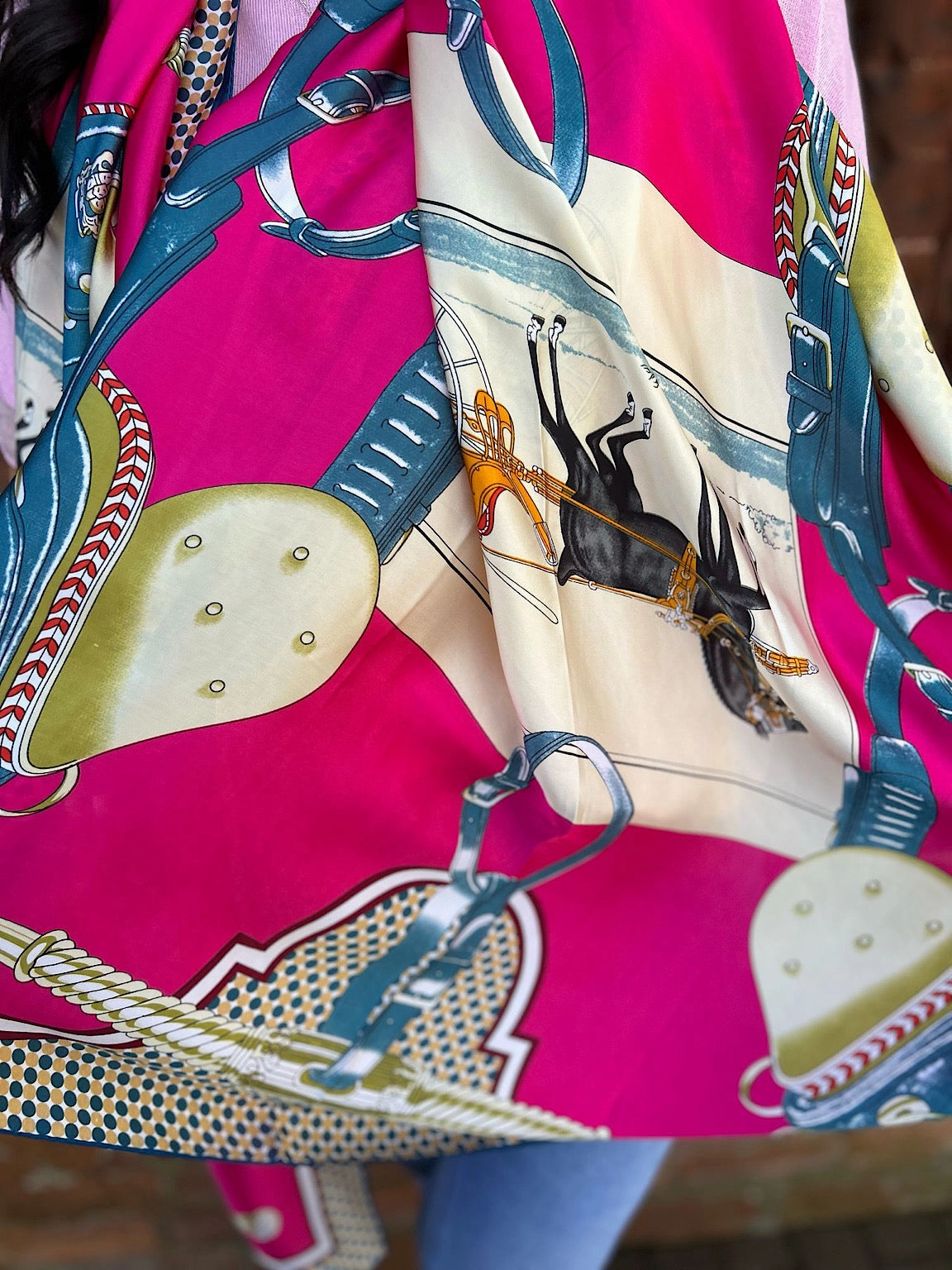 Lipstick Equestrian Silk Blend Scarf