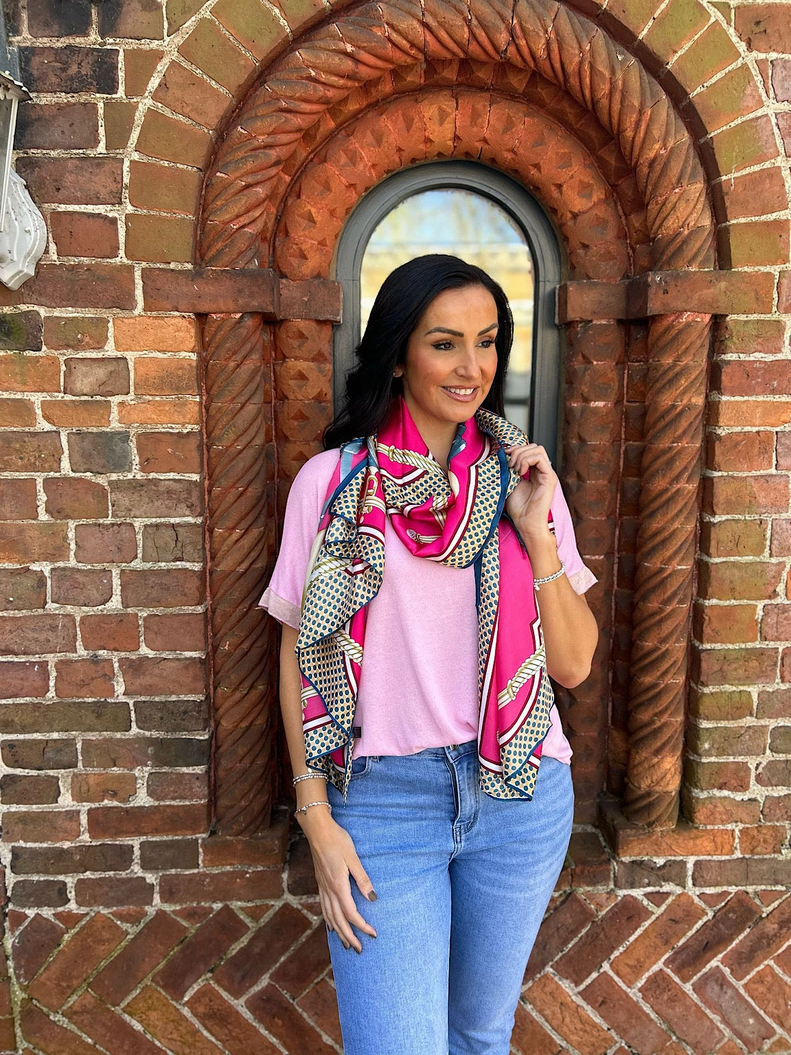 Lipstick Equestrian Silk Blend Scarf
