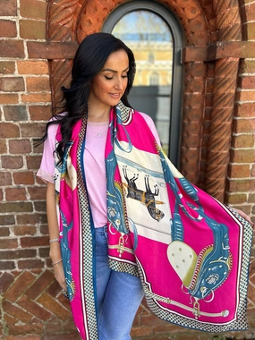 Lipstick Equestrian Silk Blend Scarf