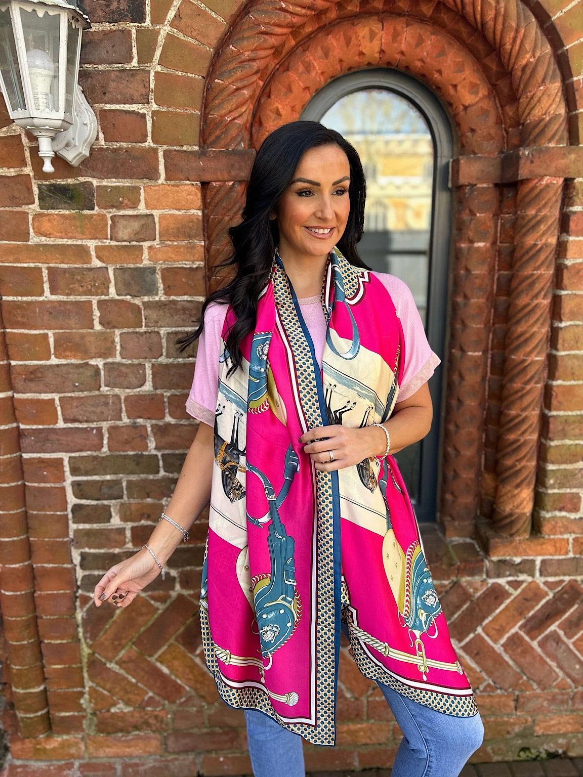 Lipstick Equestrian Silk Blend Scarf