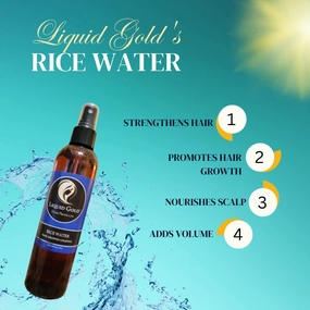 Liquid Gold Rice Water, Rosemary, Peppermint & MSM Hair Growth Cocktail With For Longer, Stronger, Healthier Hair. 8 ounces.