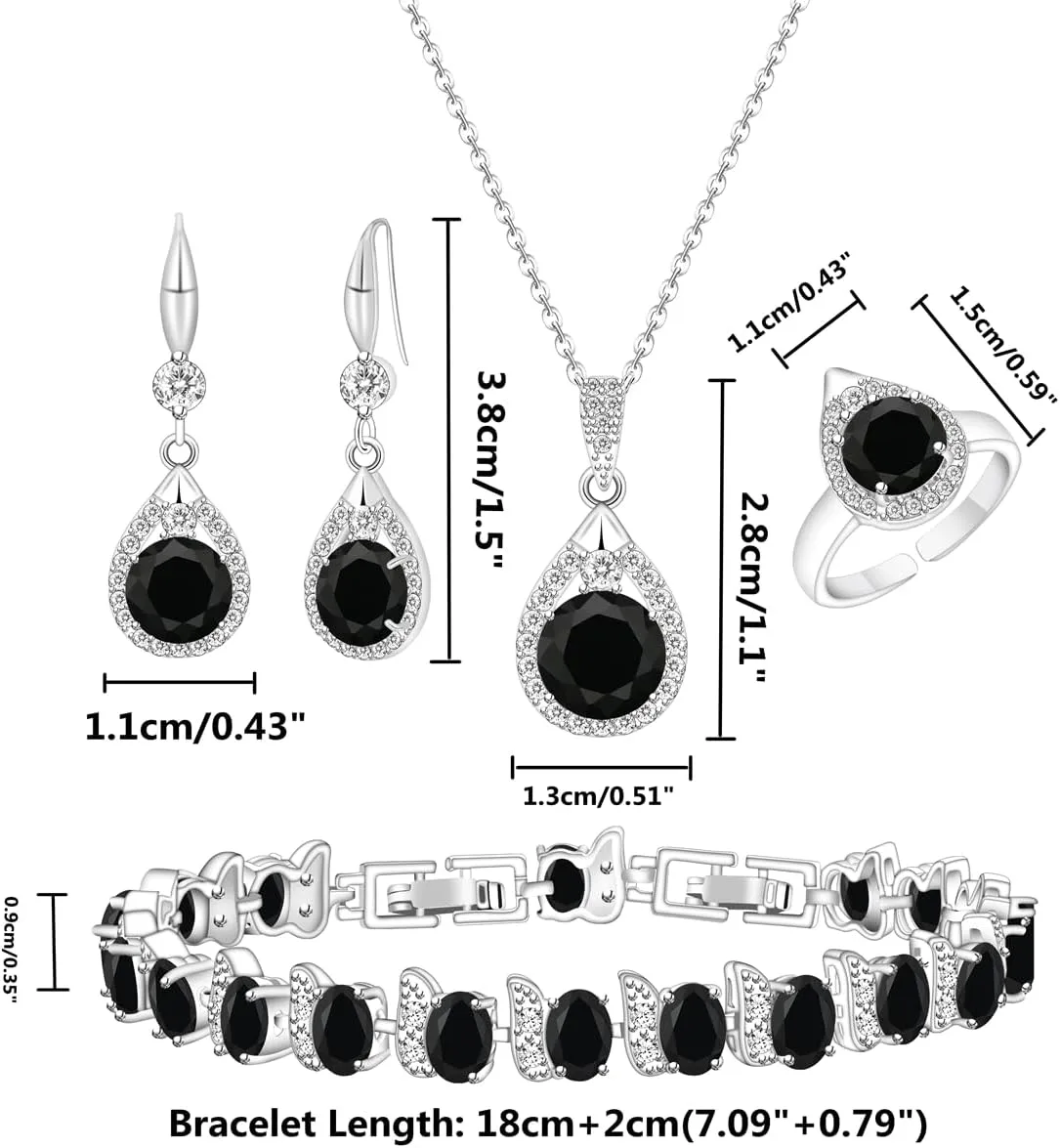 LMXXVJ Jewelry Set For Women,Platinum Plated Necklace Ring Earrings Bracelet Costume Jewelry Set Mother's Day Christmas Birthday Thanksgiving Day Gift for Mom/Wife