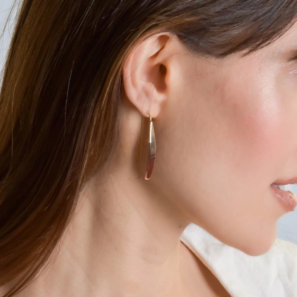 Long Gold Earrings for Women Dangle - Bar Earrings for Women, 14k Gold Plated Dangling Threader Dangles, Statement Pull Through Dangly Tear Drop, Hypoallergenic Statement Minimalist Threaders