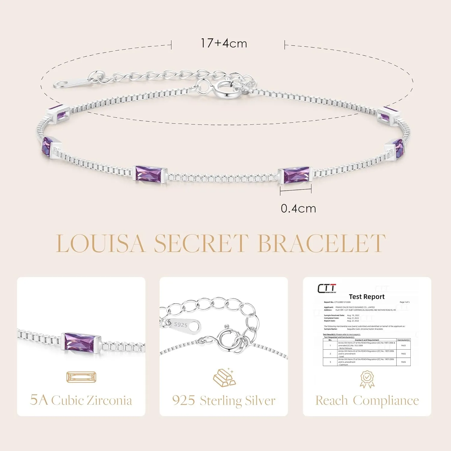 LOUISA SECRET Birthstone Bracelets for Women, 925 Sterling Silver Dainty Simple Women Charm Link Bracelet, Birthday Anniversary Jewelry Gifts for Women Wife Mom Her