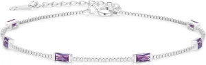 LOUISA SECRET Birthstone Bracelets for Women, 925 Sterling Silver Dainty Simple Women Charm Link Bracelet, Birthday Anniversary Jewelry Gifts for Women Wife Mom Her