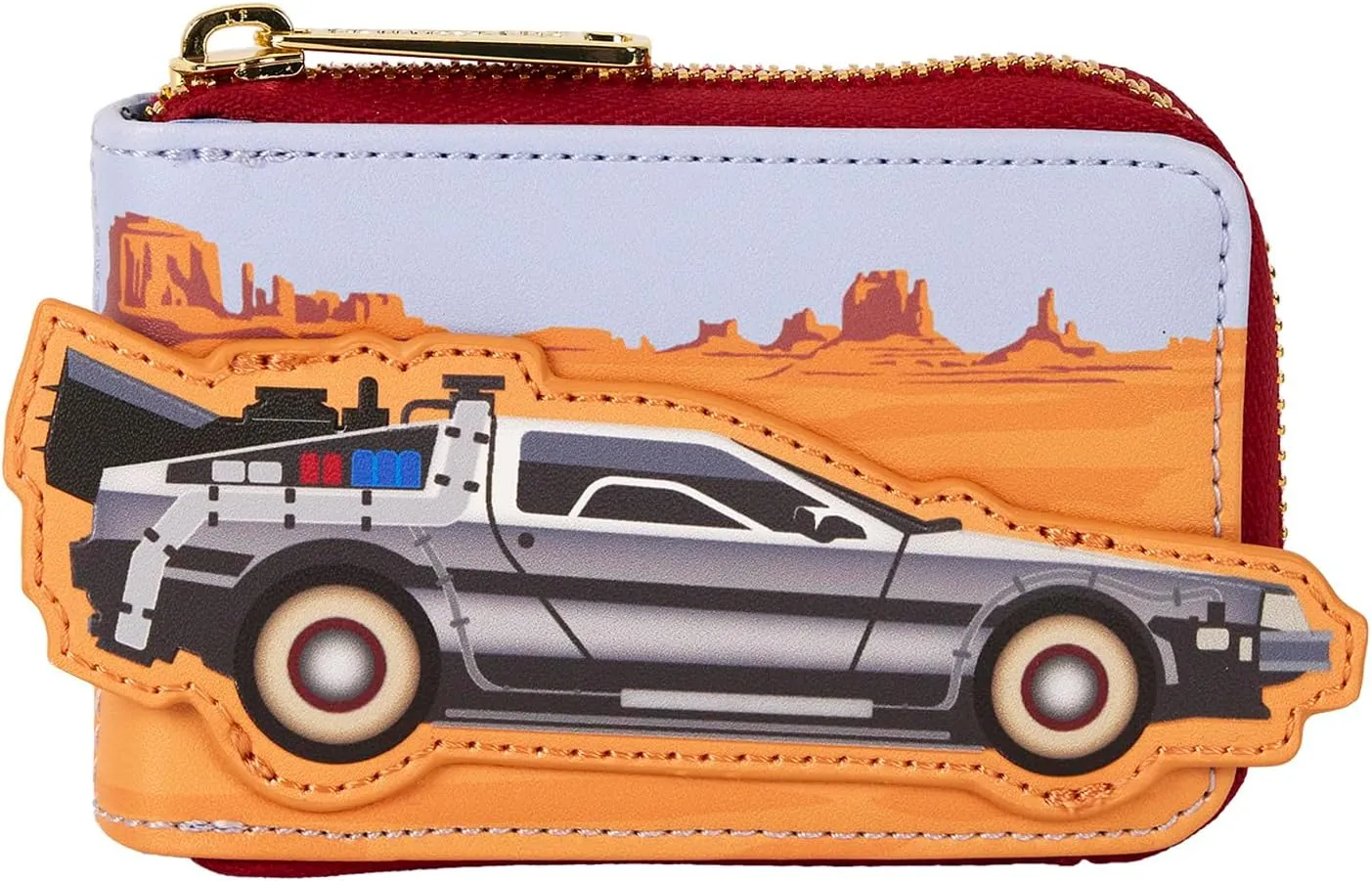 Loungefly Universal Back to The Future 40th Anniversary Delorean Accordion Wallet