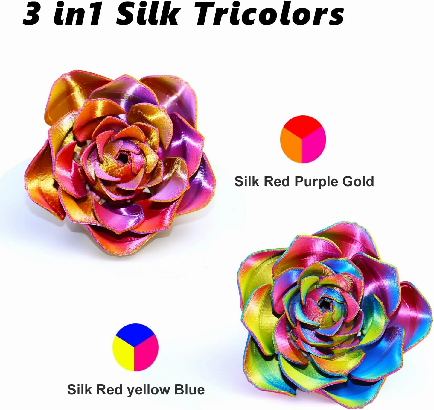 LOVOON 3D PLA Filament 1.75mm Bundle, Tricolor 3D Printer Filament Bundle, Rainbow Silk PLA Filament Bundle, PLA Filament for 3D Printer 3D Pen, Dimensional Accuracy  /-0.02mm, 200g x 4 Spools