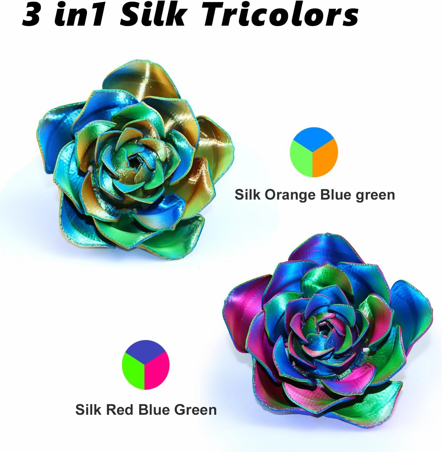 LOVOON 3D PLA Filament 1.75mm Bundle, Tricolor 3D Printer Filament Bundle, Rainbow Silk PLA Filament Bundle, PLA Filament for 3D Printer 3D Pen, Dimensional Accuracy  /-0.02mm, 200g x 4 Spools