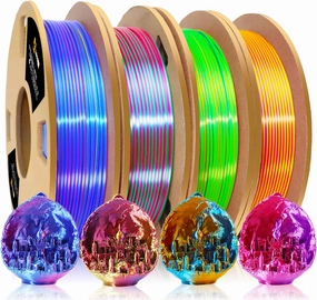 LOVOON 3D PLA Filament 1.75mm Bundle, Tricolor 3D Printer Filament Bundle, Rainbow Silk PLA Filament Bundle, PLA Filament for 3D Printer 3D Pen, Dimensional Accuracy  /-0.02mm, 200g x 4 Spools