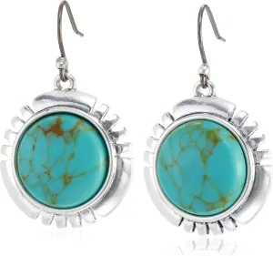 Lucky Brand Turquoise Coin Drop Earrings, Silver, One Size