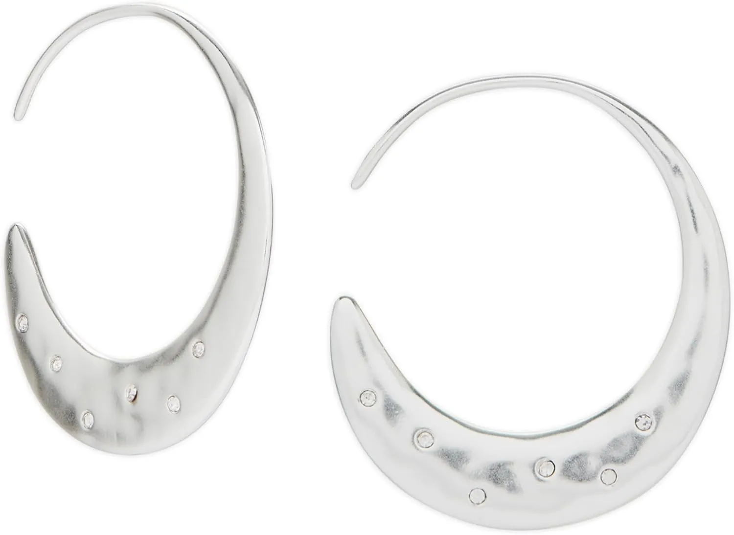 Lucky Brand Women's Pave Threader Hoop, Silver, One Size