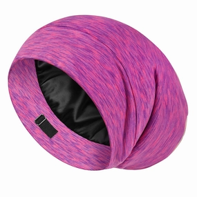 LULUSILK 100% Mulberry Silk Lined Sleep Cap Silk Bonnet for Sleeping, No More Frizzy Tangled Hair, Stay On All Night Adjustable Silk Hair Wrap for Sleeping, Hot Pink, Pack of 1