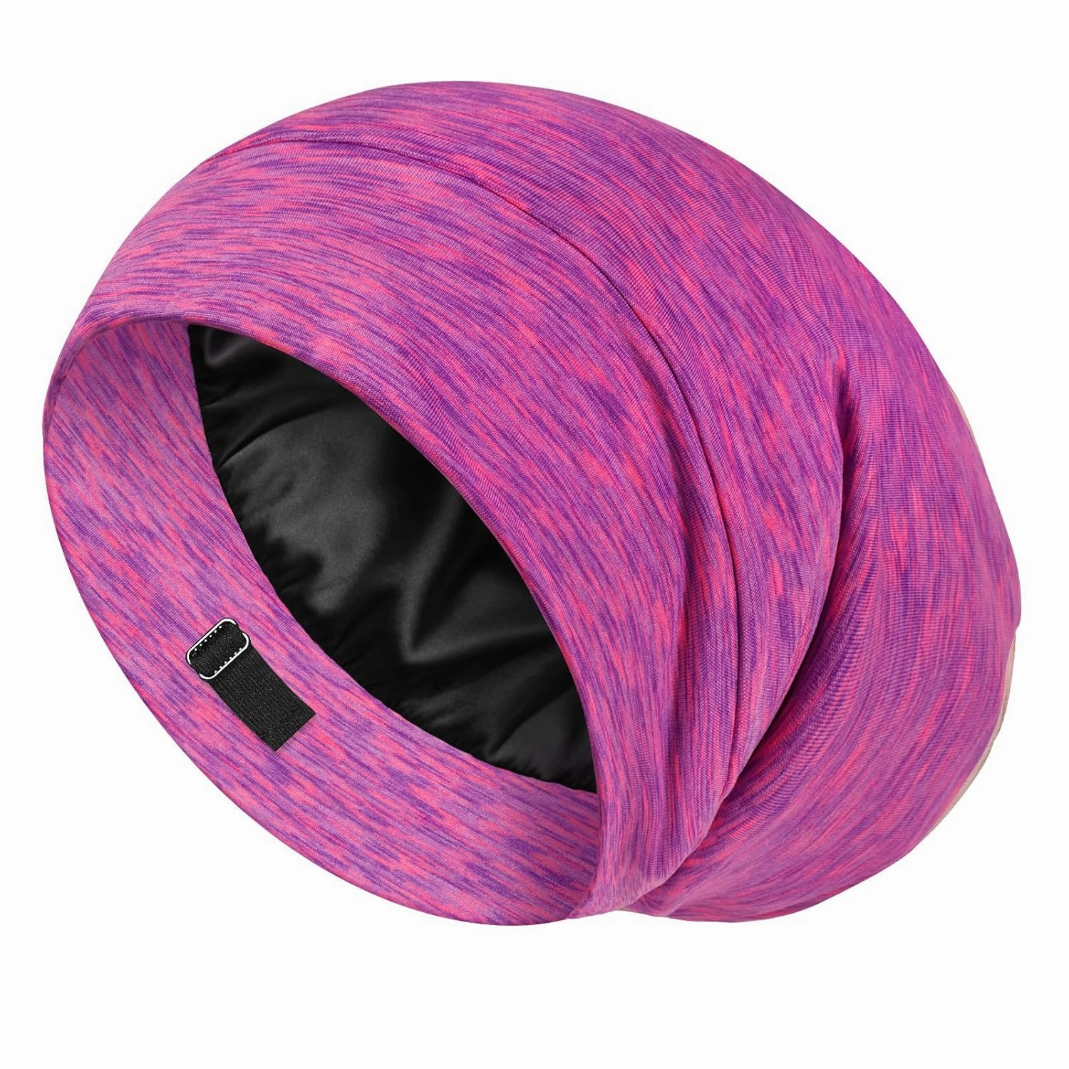 LULUSILK 100% Mulberry Silk Lined Sleep Cap Silk Bonnet for Sleeping, No More Frizzy Tangled Hair, Stay On All Night Adjustable Silk Hair Wrap for Sleeping, Hot Pink, Pack of 1