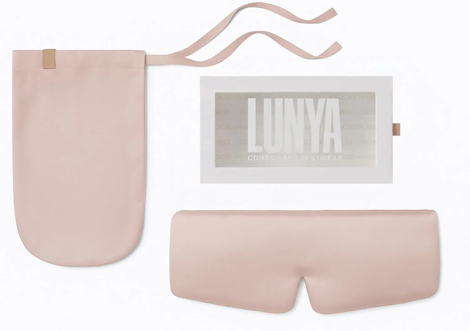 Lunya Sleep Mask with Box - Washable Silk Sleeping Mask and Headband for Beauty Routines - Thermoregulating Comfort - Delicate Pink - Large