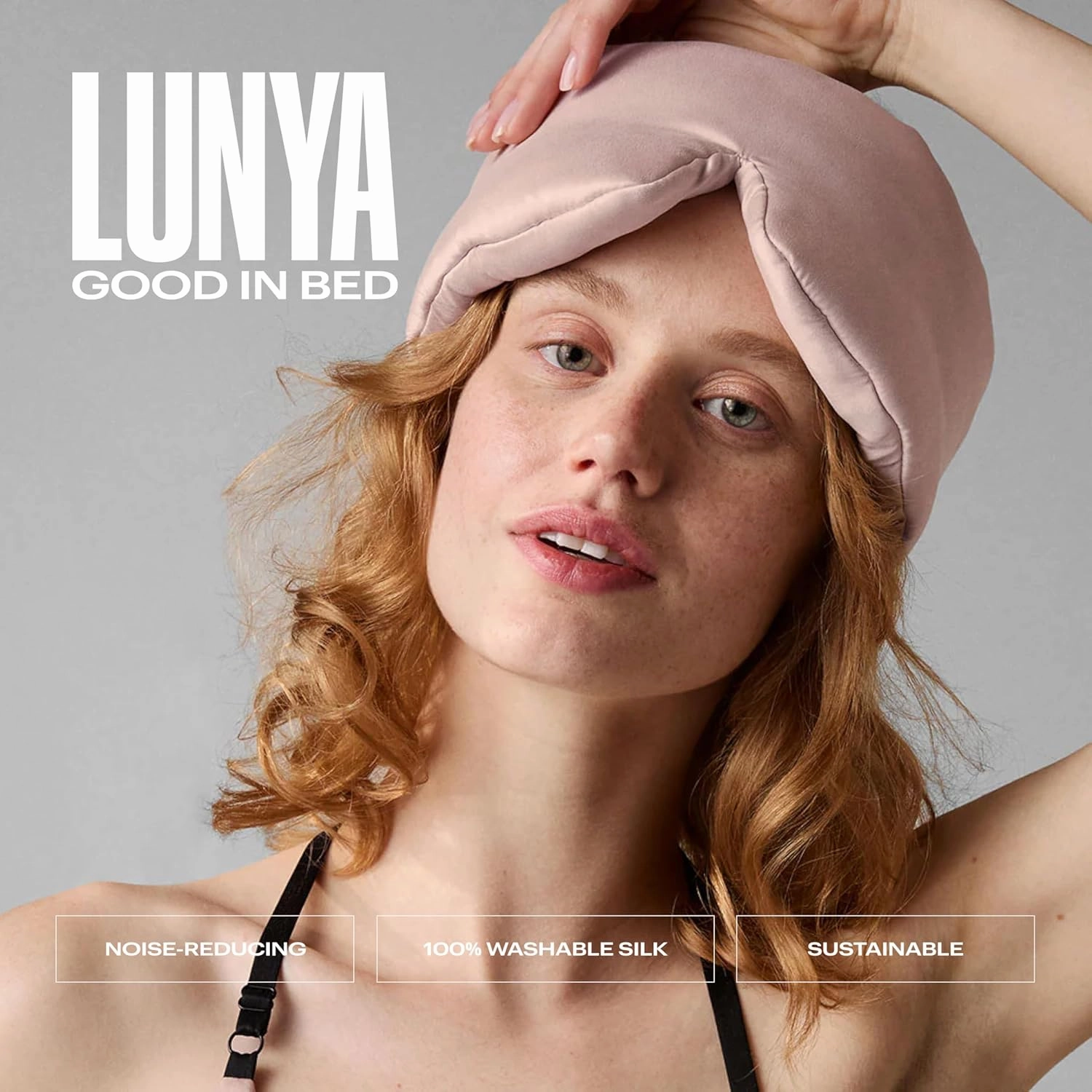 Lunya Weighted Silk Sleeping Mask with Pouch and Box – Washable Eye Cover – Gentle Pressure for Relaxation – Delicate Pink – Small