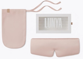 Lunya Weighted Silk Sleeping Mask with Pouch and Box – Washable Eye Cover – Gentle Pressure for Relaxation – Delicate Pink – Small