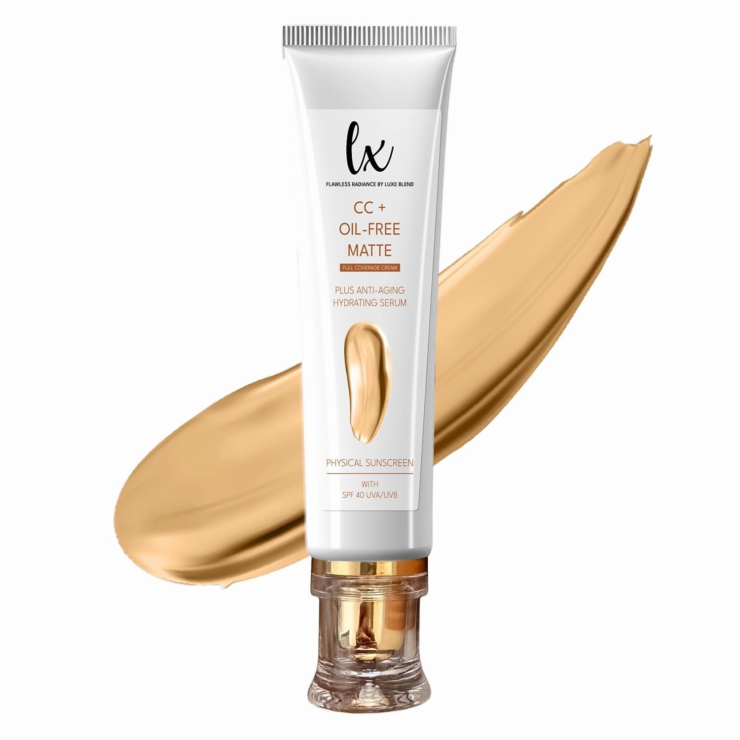 Lx Blend CC  Cream | Oil-Free Matte Foundation with SPF 40 | Full Coverage, Anti-Aging, Long-Wear Hydrating Makeup for Oily Skin | Fragrance-Free, Shine Control, 1.08 FL OZ