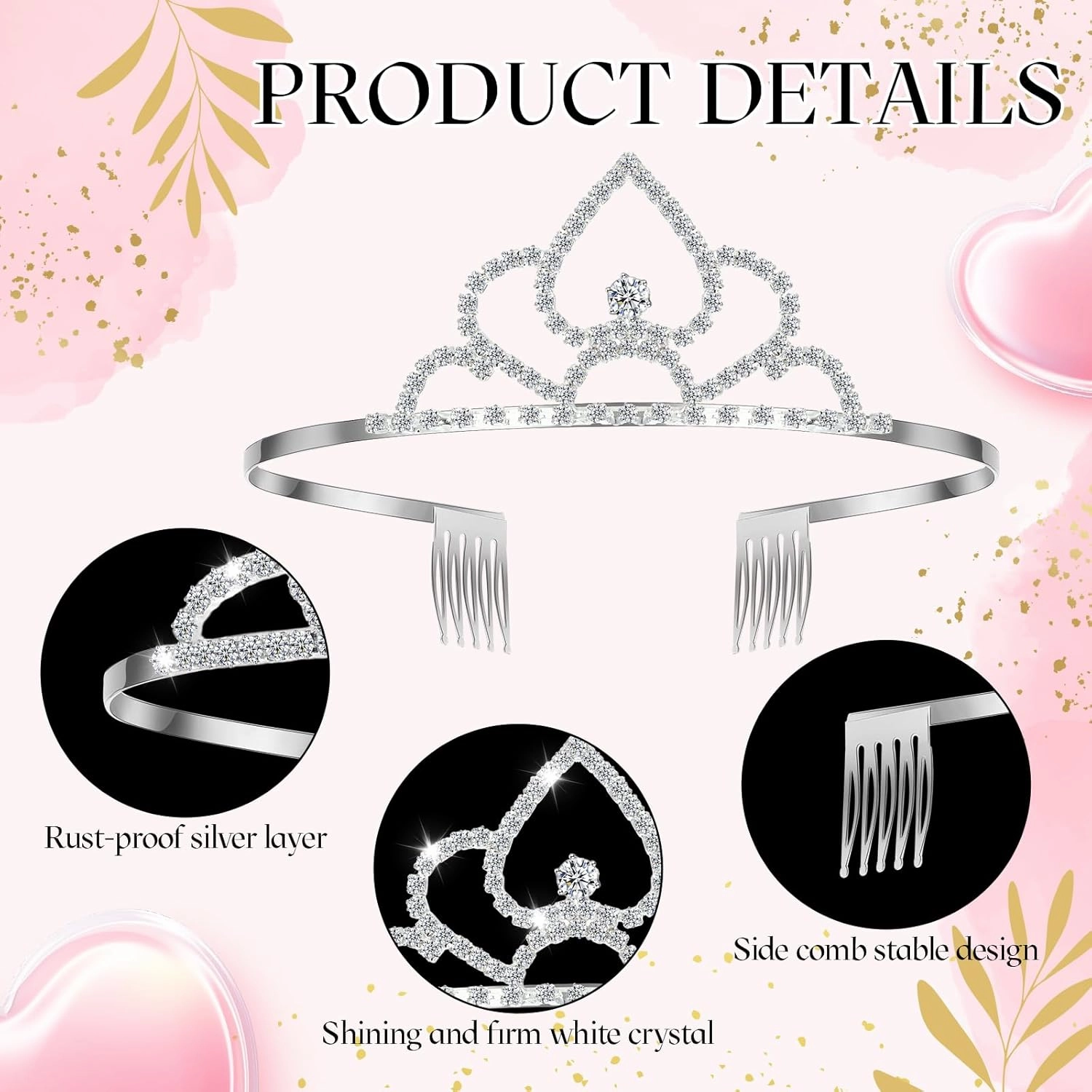 Lyrow 30 Pcs Silver Crystal Tiara for Women Bulk Rhinestone Queen Tiara Comb Princess Tiaras Crown Headband Galentines Day Party Favors Hair Accessories for Birthday Bridal Wedding Prom Christmas