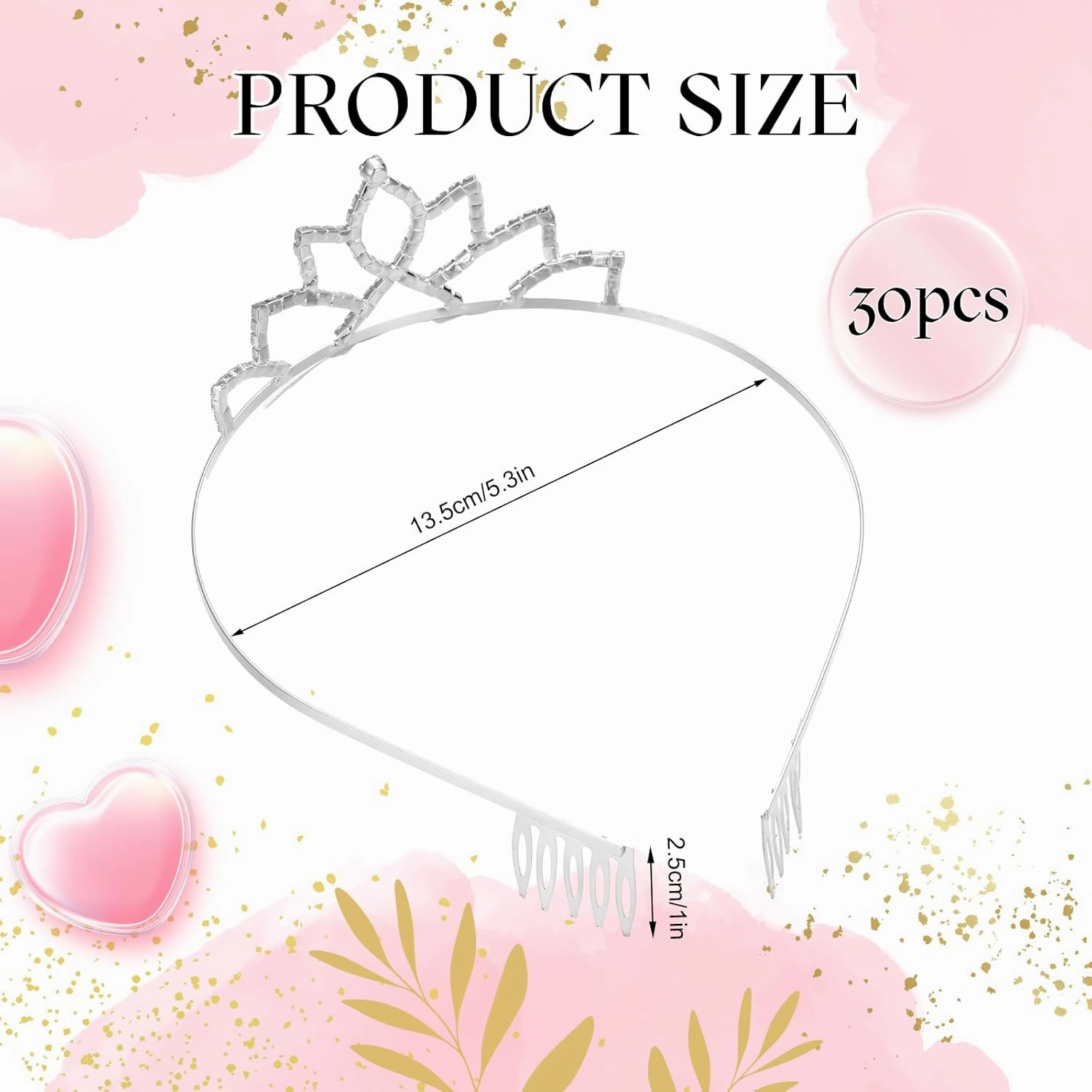Lyrow 30 Pcs Silver Crystal Tiara for Women Bulk Rhinestone Queen Tiara Comb Princess Tiaras Crown Headband Galentines Day Party Favors Hair Accessories for Birthday Bridal Wedding Prom Christmas