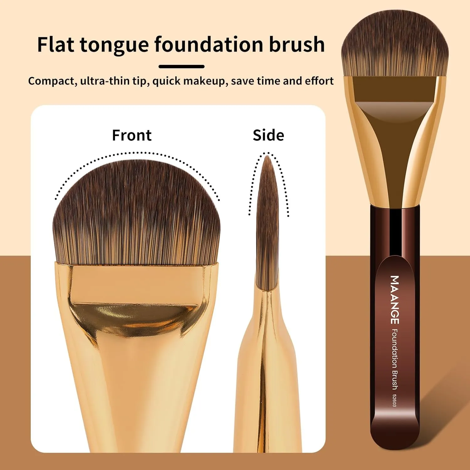 MAANGE 14-Piece Makeup Brush Set with Aluminum Ferrule- Premium Synthetic Makeup Brushes Kit Foundation Powder Brush Eye Shadow for Beginners & Professionals(Gold Coffee)