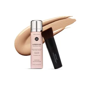 MagicMinerals AirBrush Foundation by Jerome Alexander – 2pc Set with Airbrush Foundation and Kabuki Brush - Spray Makeup with Anti-aging Ingredients for Smooth Radiant Skin - Fair
