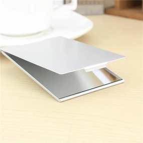 MaGiLL Mirror Aluminum Folding Mirror Mini Portable Makeup Mirror Hand Standing Small Mirror Vanity Foldable Compact Pocket Cosmetics Tools