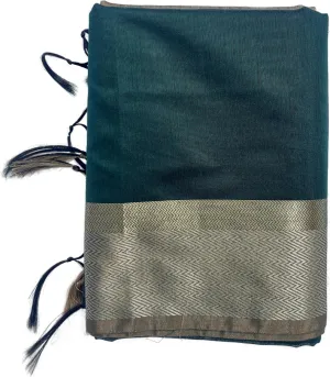 Maheshwari pure Silk Cotton Handloom hanwoven Saree With Orange & red Border