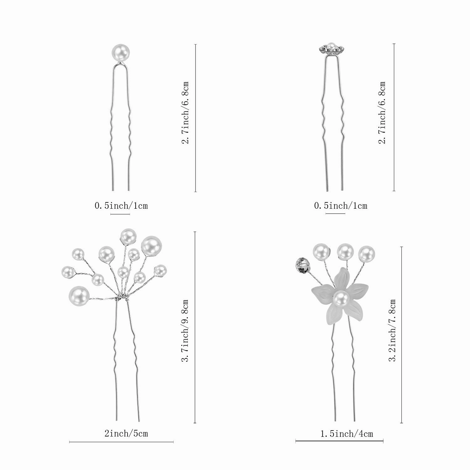 Maitys 44 Pieces Wedding Hair Accessories Faux Pearl Crystal Comb Clips U-shaped Flower Rhinestone Silver Pearl Hair Pieces for Prom Bride Bridesmaid (Classic Style)