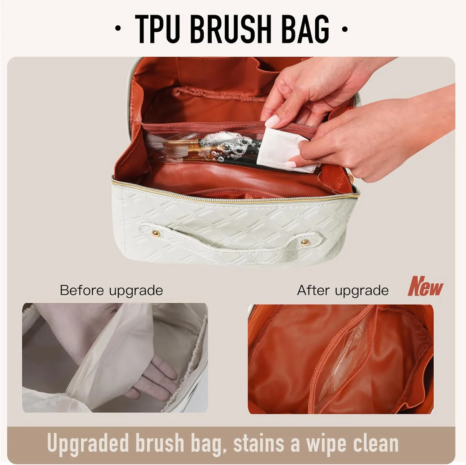 Makeup Bag Travel Makeup Bag Toiletry Bag Open Flat Cosmetic Bag Large Capacity Waterproof Portable Makeup Bag Organizer for Travel Gifts and Daily Use White Bag