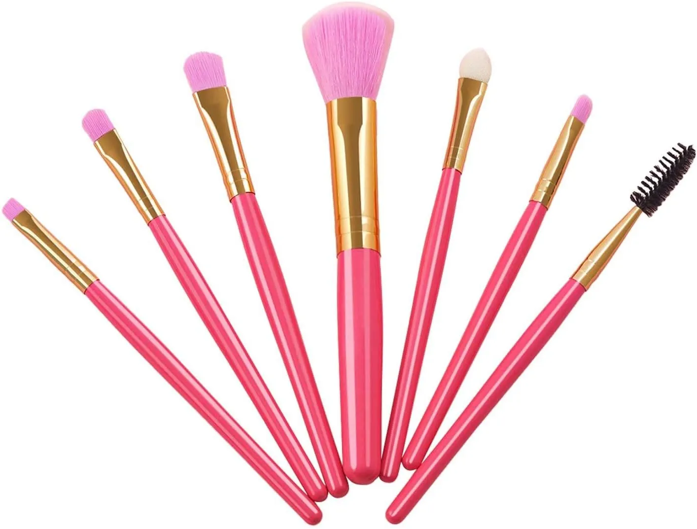 Makeup Brush Advanced Synthetic Concealer Foundation Powder Eyeshadow Makeup Brush Cosmetics Eyebrow Eyeshadow Powder Lip Gloss Brush 7Pack(Pink)