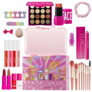 Makeup Kit, Eyeshadow Lip Gloss Palette, Portable Cosmetic Travel Set, Blendable Shades, Skin-Friendly Ingredients, 26-Pieces, For Teens, Makeup Beginners