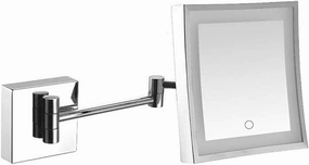Makeup Mirror Vanity Mirror Vanity Mirrors,Square Touch LED Single-Sided Makeup Mirror with Light Folding Extension Mirror Bathroom Wall-Mounted Magnifying Beauty Mirror Cosmetic Mirror ( Color : Silv