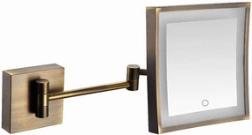 Makeup Mirror Vanity Mirror Vanity Mirrors,Square Touch LED Single-Sided Makeup Mirror with Light Folding Extension Mirror Bathroom Wall-Mounted Magnifying Beauty Mirror Cosmetic Mirror (A 8 inches)