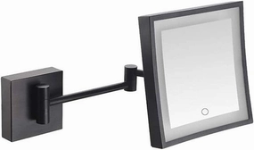 Makeup Mirror Vanity Mirror Vanity Mirrors,Square Touch LED Single-Sided Makeup Mirror with Light Folding Extension Mirror Bathroom Wall-Mounted Magnifying Beauty Mirror Cosmetic Mirror(B)