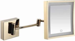 Makeup Mirror Vanity Mirror Vanity Mirrors,Square Touch LED Single-Sided Makeup Mirror with Light Folding Extension Mirror Bathroom Wall-Mounted Magnifying Beauty Mirror Cosmetic Mirror(Zirconium Gold