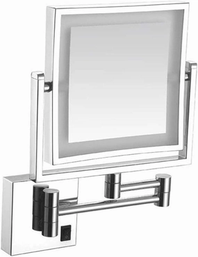 Makeup Mirror Vanity Mirror Wall Mounted Mirror,Square Double-Sided LED Makeup Mirror Folding Telescopic Mirror Bathroom Magnifying Beauty Mirror with Light Cosmetic Mirror ( Color : Silver White , Si