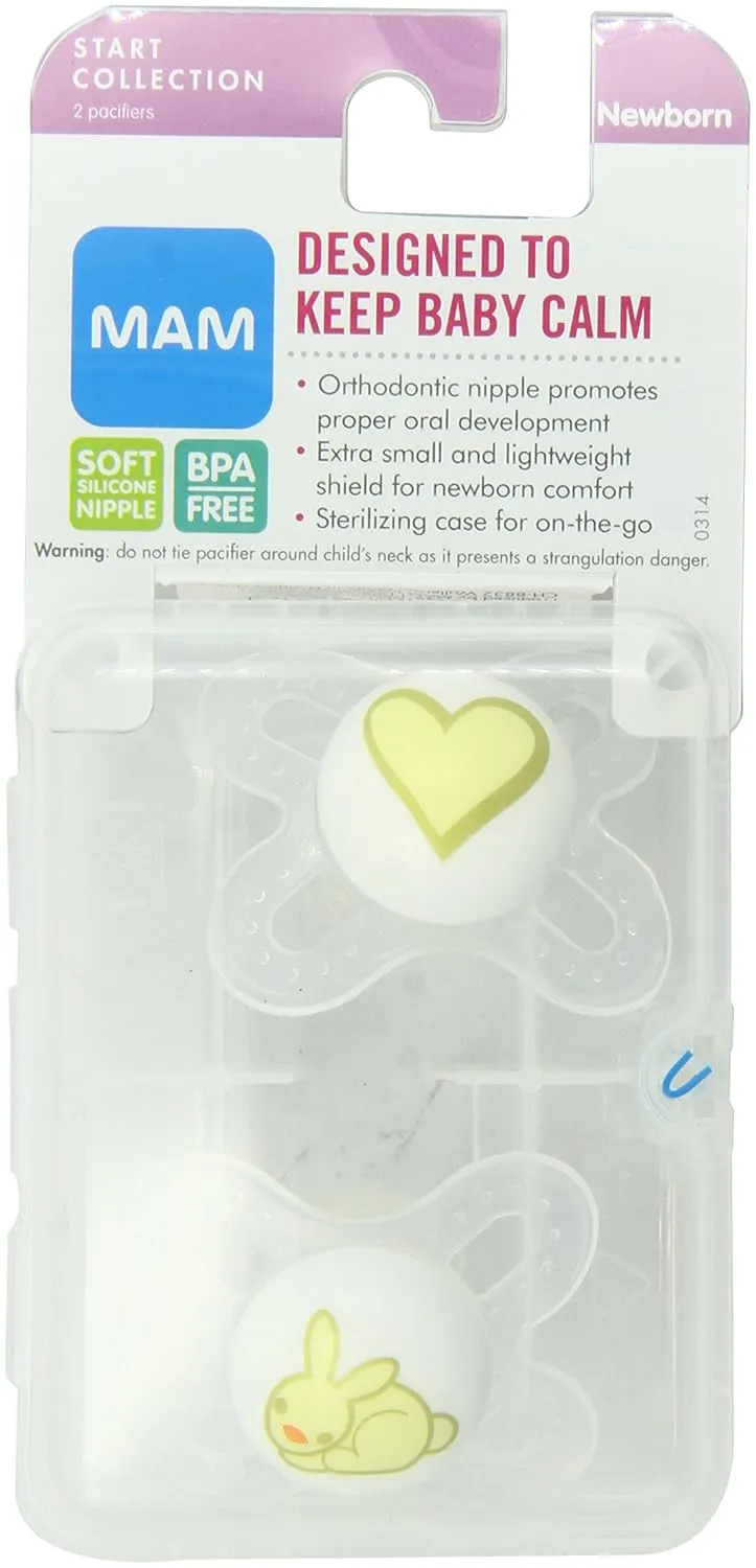 MAM Start Silicone Pacifier, Colors May Vary, 2 Count
