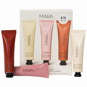 MARA - Sea Silk Lip Balm Trio | Plant-Based, Vegan Skin Care, Hypoallergenic | Moisturize, Plump, Soothe | Made with Algae | Clear, Nude Beach, & Toasty Rouge (3 Piece Set)