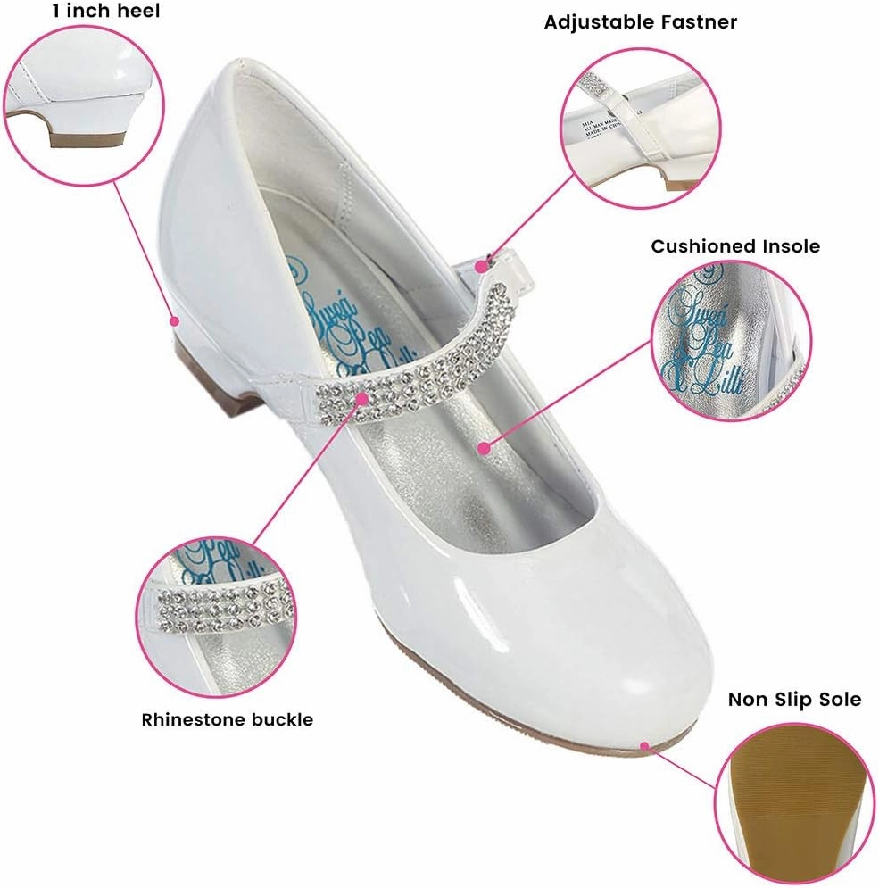 Mary Jane Shoes for Girls Dress Shoes Flower Girl Heels for Church Wedding Easter Christmas Zapatillas para Niñas de Vestir