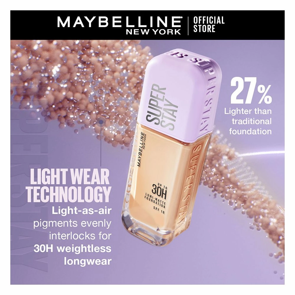 Maybelline New York Superstay Lumi Matte Liquid Foundation With SPF-16, 30H Weightless Longwear, 30ml, 120