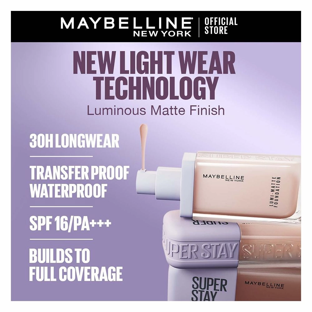 Maybelline New York Superstay Lumi Matte Liquid Foundation With SPF-16, 30H Weightless Longwear, 30ml, 120