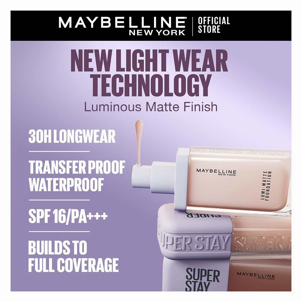 Maybelline New York Superstay Lumi Matte Liquid Foundation With SPF-16, 30H Weightless Longwear, 30ml, 310