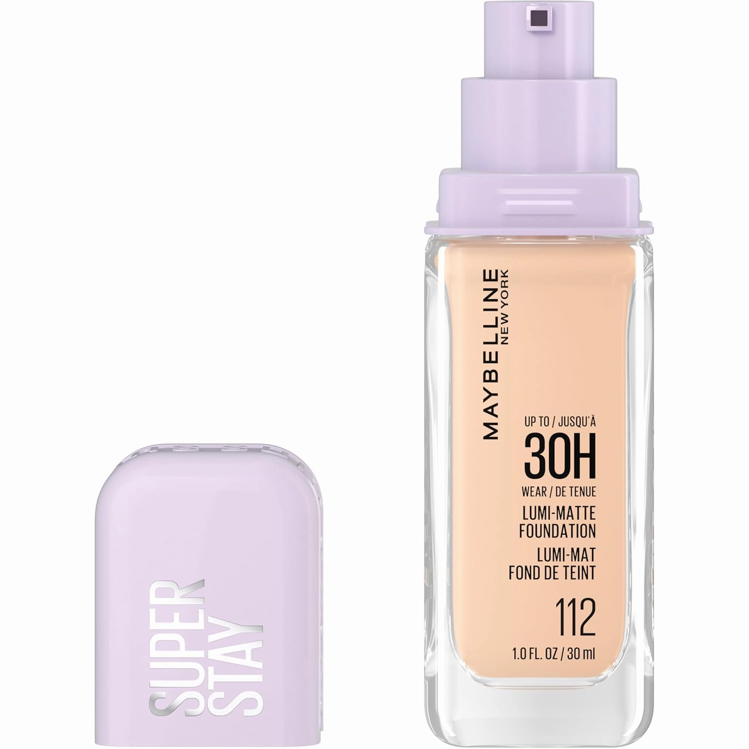 Maybelline Super Stay Lumi-Matte Foundation, Lightweight and Buildable Full Coverage Foundation Makeup For Up To 30HR Wear, 102, 1 Count