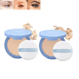 Maycheer Lasting Waterproof Face Powder, Maycheer Pressed Powder, May Cheer Lasting Waterproof Face Powder,Oil Control Mate Matte Smooth Setting Matte Perfection Pressed (02# 03#, 0.35oz)