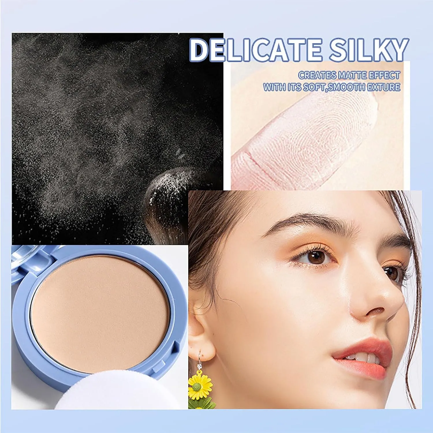 Maycheer Lasting Waterproof Face Powder, Maycheer Pressed Powder, May Cheer Lasting Waterproof Face Powder,Oil Control Mate Matte Smooth Setting Matte Perfection Pressed (02# 03#, 0.35oz)