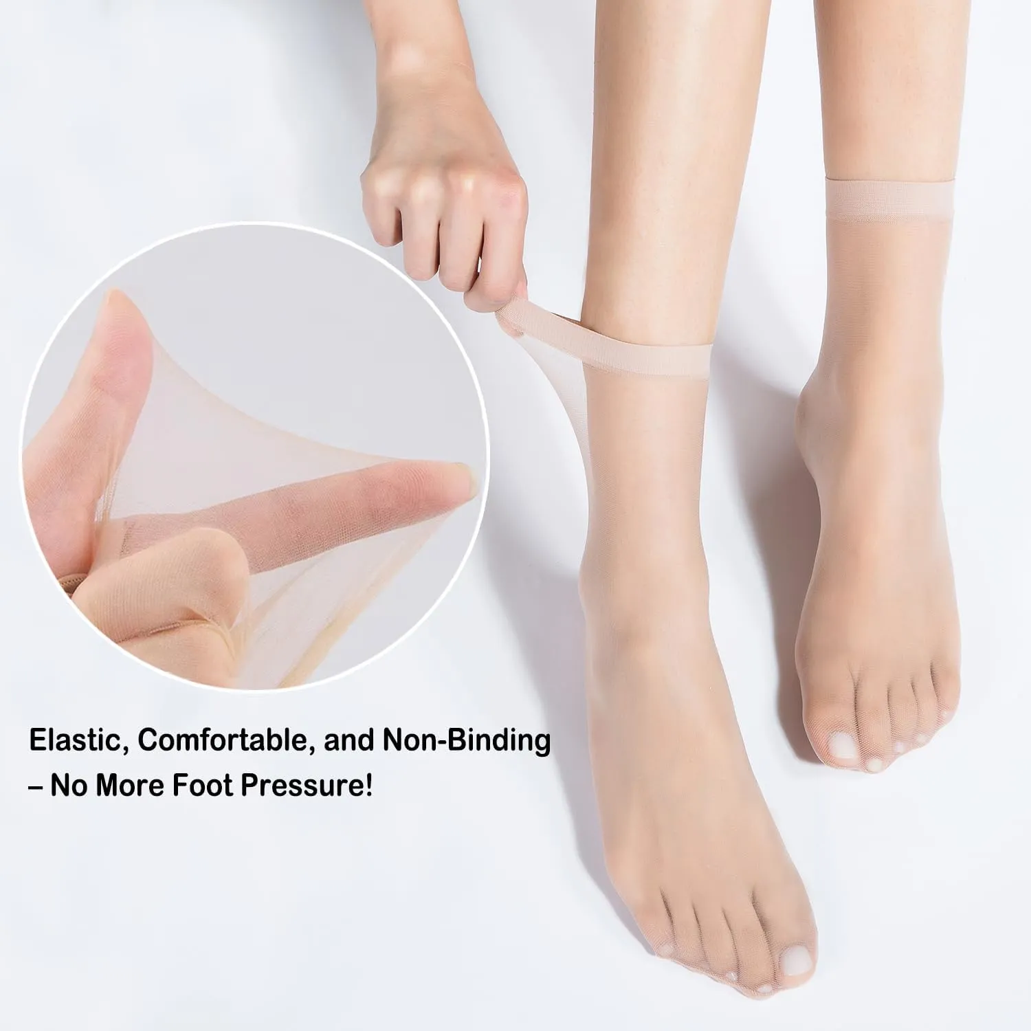 Mcool Mary 12 Pairs Womens Sheer Ankle Socks Nude Stocking Summer Ultra Thin Cool See Through Silk Socks for Women