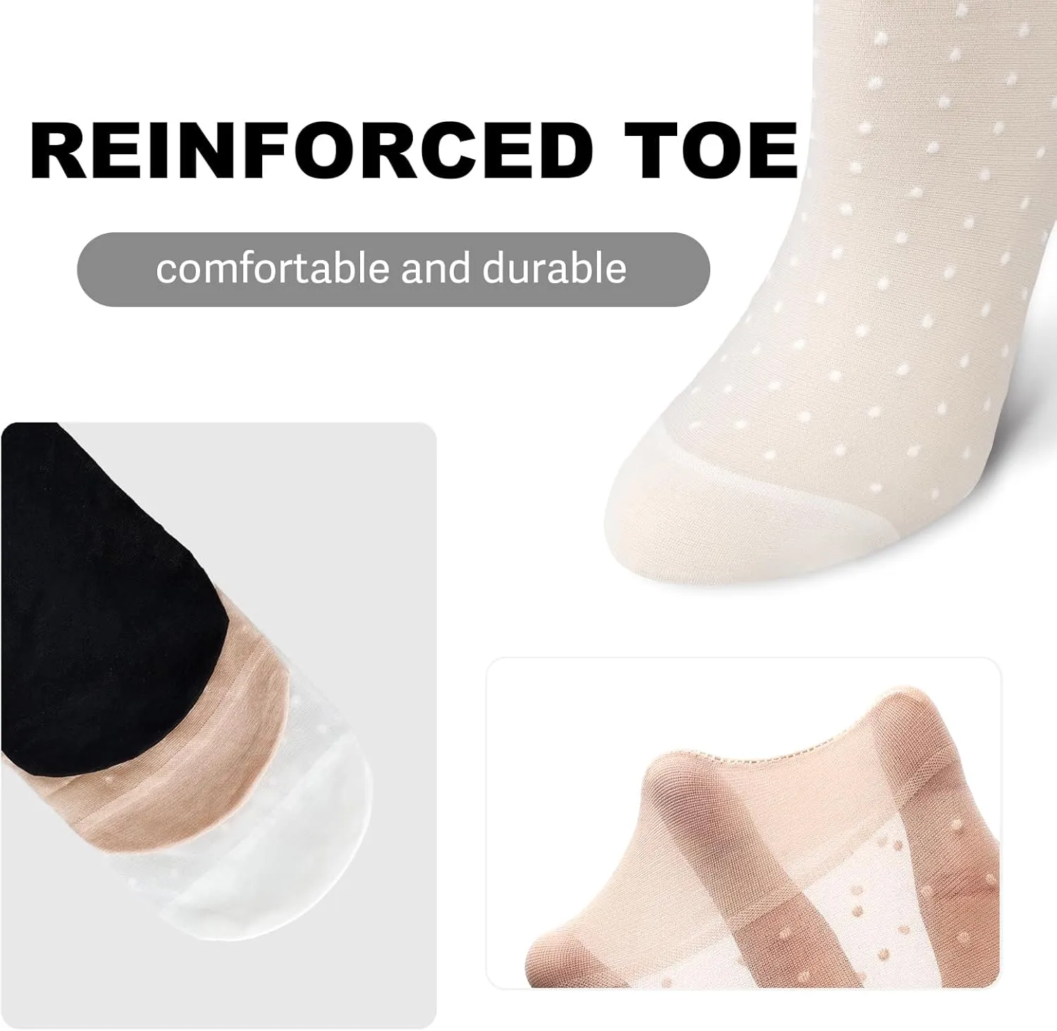 Mcool Mary 12 Pairs Women's Sheer Ruffle Socks Nude Stocking Summer Ultra Thin Cool See Through Silk Ankle Socks for Women