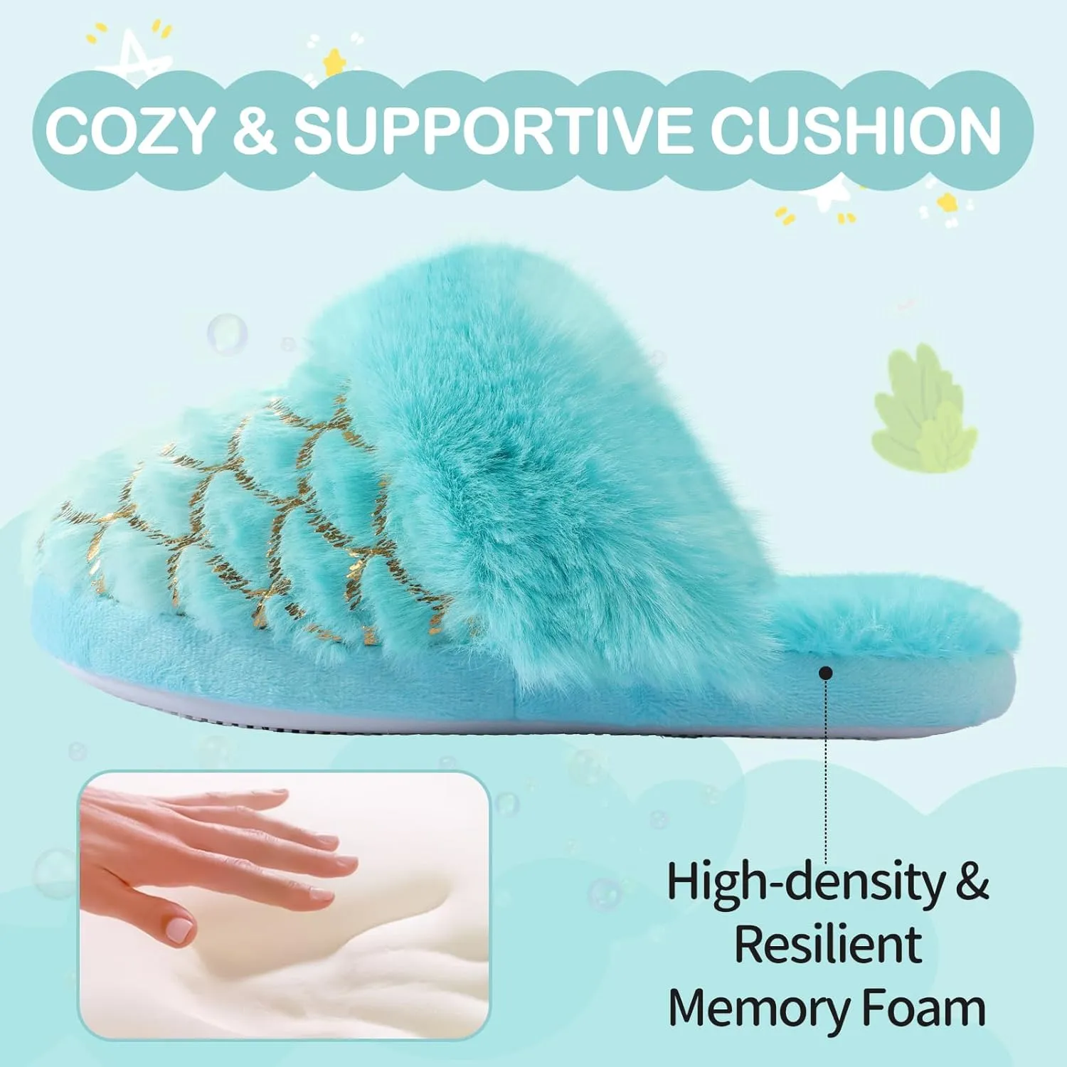 MEJORMEN Girls Cute Cat Slippers for Toddler Kids Fuzzy Slip-on Bedroom Shoes Warm Memory Foam Indoor House Slippers