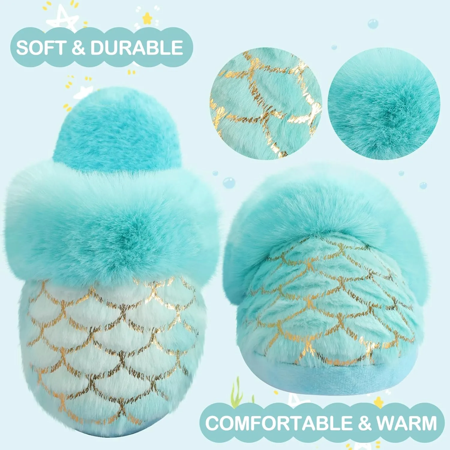 MEJORMEN Girls Cute Cat Slippers for Toddler Kids Fuzzy Slip-on Bedroom Shoes Warm Memory Foam Indoor House Slippers