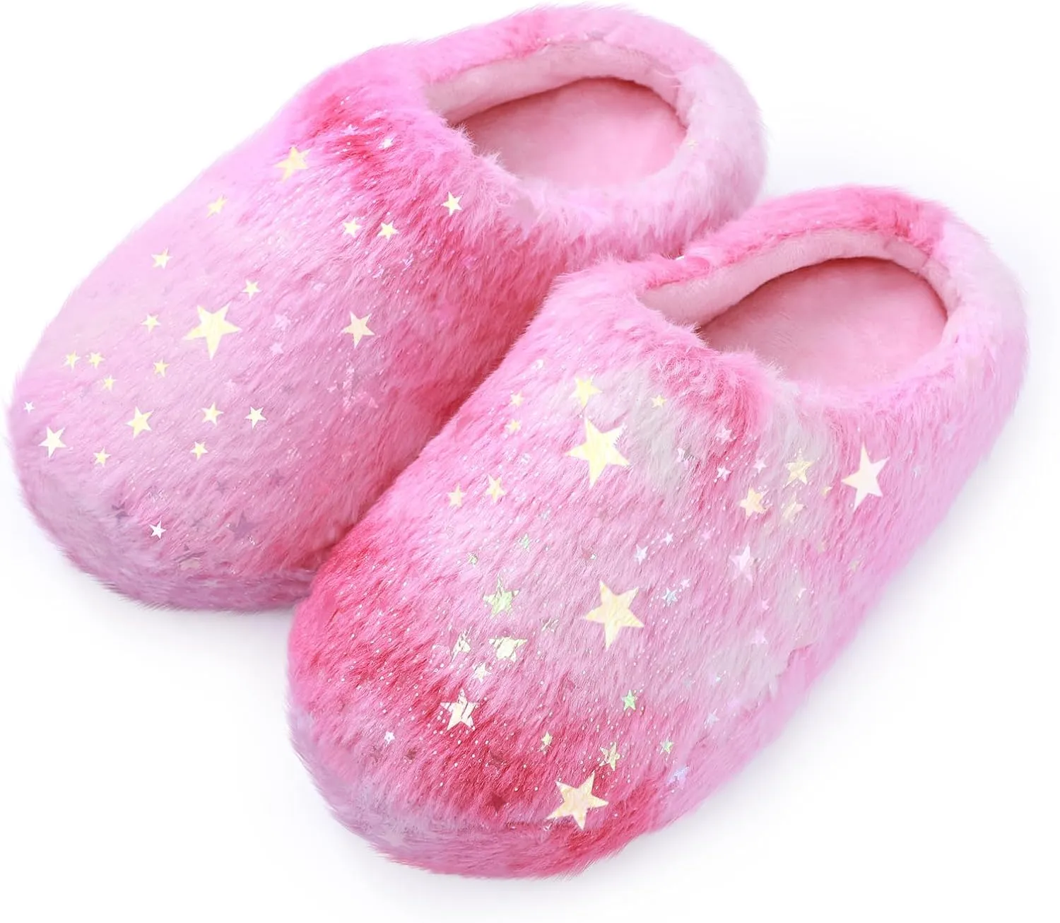 MEJORMEN Girls Fluffy House Slippers Cozy Plush Slip-on House Shoes Kids Warm Bedroom Slippers Memory Foam Slippers for Indoor Outdoor